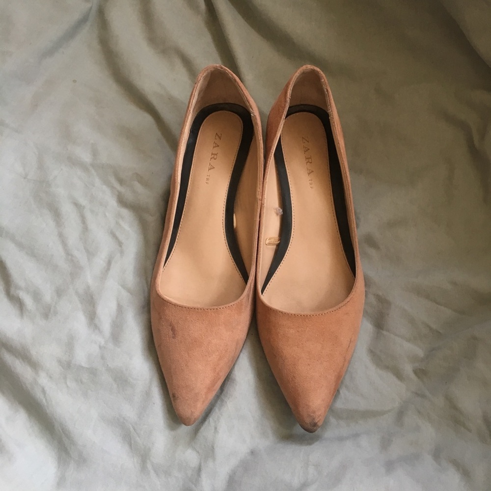 Zara pink suede leather high heels shoes